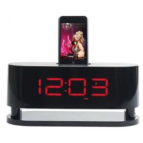 Radio reloj despertador doble Coby CSMP162 con base para iPod