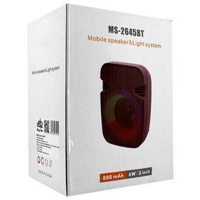 Parlante MS-2645BT Rojo Bocina Bluetooth Pequeña Luz Led USB Aux