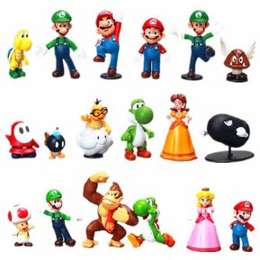 Figuras de acción de Super Mario Bros, lote de 18 unidades de Yoshi, Princesa Peach, Luigi, chico timido, Odyssey, Donkey Kong, muñecos de dibujos animados en PVC