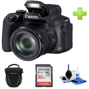 Cámara Canon Powershot Sx70 Hs 20.3mp Zoom 65x 4k+32GB+Bolso+Kit-Negra