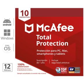 Antivirus McAfee Total Protection 10 Dispositivos 1 año
