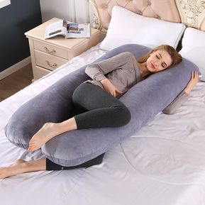 Almohada de cuerpo entero para mujer embarazada, almohada de embarazo con forma de U, soporte para dormir, almohada de maternidad, para dormir(Color#Velvet gray)