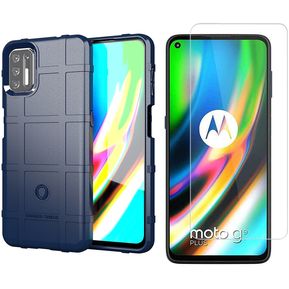 Funda Motorola Moto G9 Plus  Mica de Vidrio Templado - Azul