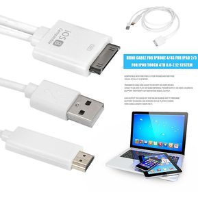 Dock to HDMI HDTV TV Adaptador cable USB para iPhone 4 / 4S...