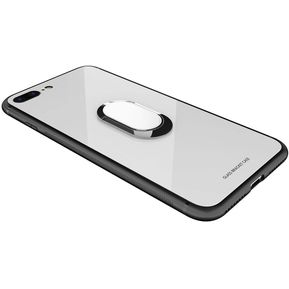 Bakeey 360   Rotation Ring Kickstand Funda protectora de vidrio magnético para iPhone 7 Plus / 8 Plus - i7 Plus Blanco