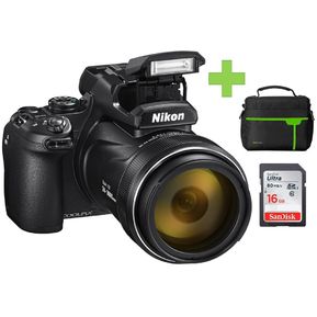 Nikon Coolpix P1000 Cámara Digital Negro 16MP Zoom 125x + 16GB+Bolso
