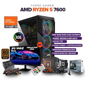 PC GAMER RYZEN 5 7600/16GB RAM/ 1TB SSD M.2/BOARD B650M-A WIFI/MONITOR 24"