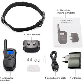 Pantalla LCD eléctrica del entrenamiento del perro Collar para perro de control remoto a prueba de agua 998DR-1 - Negro UE