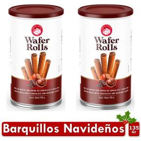 Barquillos De Chocolate Wafer Rolls 135gr X2 Uds