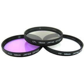 Kit 3 Filtros UV, FLD, CPL - Polarizado 58mm Para Canon Yongnuo Nikon