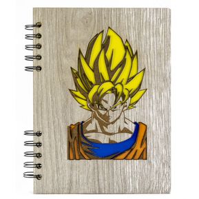 Libreta De Goku en madera Agenda Cuaderno de Notas Apuntes