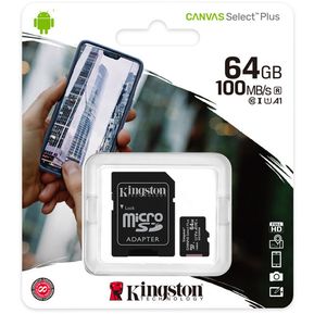 Memoria Kingston Canvas select plus 64 GB 100 Mbs clase 10 - Negro