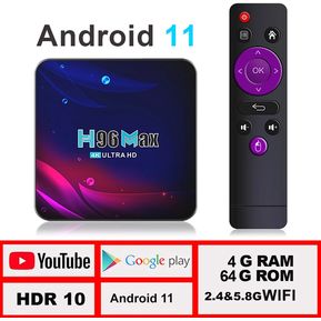 Smart TV Box Android 11 Youtube Google Play 2.4G 5.8G Wifi USB 3.0