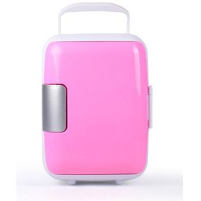 Ahorro de energía y respetuoso del medio ambiente coche práctico portátil Mini refrigerador de la bebida coche! Cosmética Frigorífico - 4L rosa