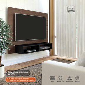 Mueble para TV tipo Panel 3026 Pantalla Hasta 42” Bertolini - Almendra Con Negro