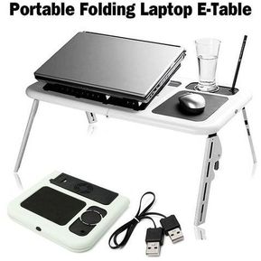 Laptop Lap Desk Foldable Table E-Table Bed With USB Cooling Fans Stand TV Tray