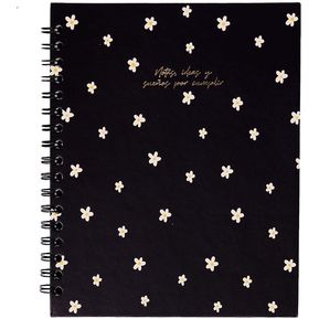 Cuaderno PAPELÍ 80 hojas - Negro flores