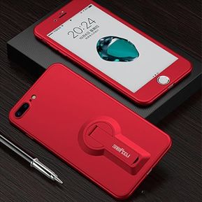 Funda Case De Tapa Completa Con IPhone 7 Plus Carcasa Con Soporte-rojo