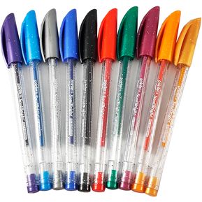 set de bolígrafos en gel pointer punta fina, escarchados x 10 colores.