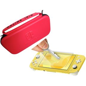 Estuche Rígido Rojo Nintendo Switch Lite + Vidrio Templado