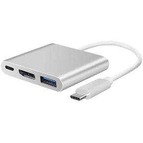 Adaptador Para Macbook Tipo C (USB-C) A Hdmi, Usb 3.0 Y Usb-c 3 En 1