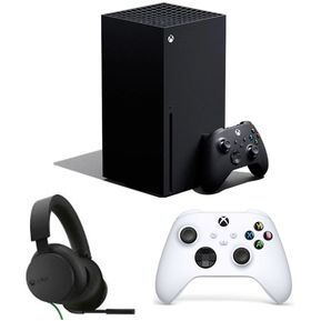 Combo consola Xbox serie X 1Tb + Headset Xbox over ear negra + Control Xbox one robot white
