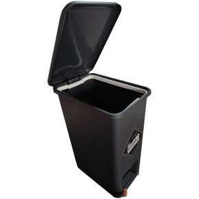 Caneca papelera de 12 litros de pedal negra con pisa bolsa