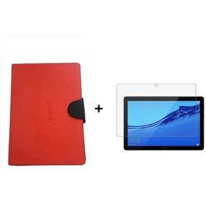 Estuche Funda Agenda Tablet Huawei Mediapad T5 10.1 Rojo + Vidrio