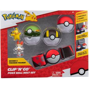 Set de Pokemón Cinturón, incluye 3 pokebolas y 2 figuras, a partir de 4 años