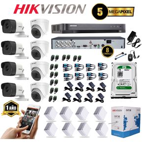 Cámaras Seguridad Hikvision 4k 5 Mp  8 Ch + 8 Cam + D.d 1T