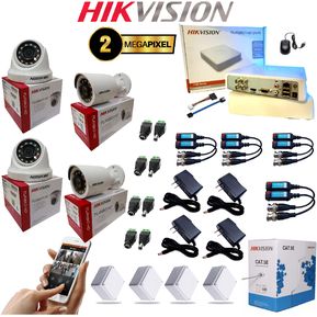 Camaras de seguridad Hikvision Full Hd 1080 Kit Dvr 4ch + 4cám + 50m Cable