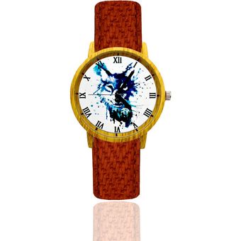 Reloj Lobo Azul Estilo Madera Mas Estuche Pimushop Linio Colombia