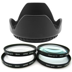 Kit De 58MM Parasol Y 4 Filtros Macro Close-Up Para Canon Nikon