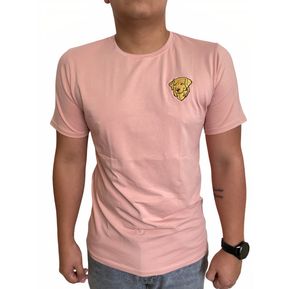 Camiseta T Shirt Seda Fria Bordada Golden Retriever Palo de rosa