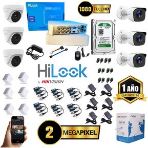 Kit Cámaras Seguridad Hikvision Hilook DVR 8 CH 1080 + 6 Cam + Dd 2TB
