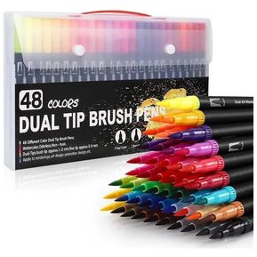 ZSCM 32 Colors Duo Tip Brush Markers Art Pen Set, Artist Fine and Brush Tip  Colored Pens, for Kids Adult Coloring Books Christmas Cards Drawing, Note  taking Lettering Calligraphy Bullet Journaling