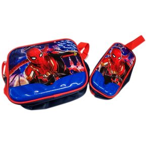 Combo X2 Lonchera + Cartuchera Spiderman 3d Escolar Colegial