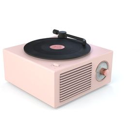 Altavoz atómico Bluetooth Retro reproductor de discos de vinilo multifunción Mini tarjeta inalámbrica de Audio pequeña regalo creativo(#Pink)
