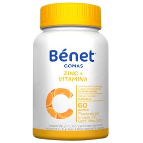 Gomas Benet Vitamina C + Zinc Sin Azucar Tarro X 60 Und