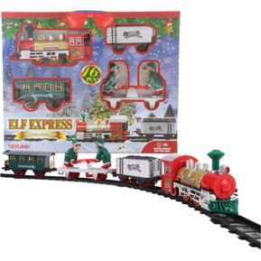 Pista de tren navideño musical con luces y elfos 404cm