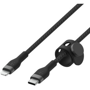 Belkin Cable Pro Flex Lightning a USB-C con correa 2 metros Negro