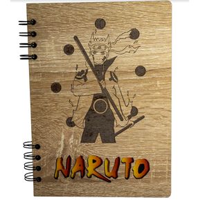 Libreta Naruto modo sabio en Madera Cuaderno argollado Agenda diaria