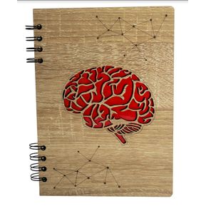 Libreta de Cerebro en Madera Agenda Cuaderno de Notas Apuntes