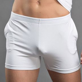 Sexy hombres ropa interior Boxer Shorts baúles para hombre ropa interior de algodón ropa interior de Casa ropa interior(#Blanca)