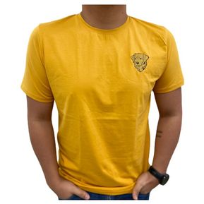 Camiseta T Shirt Seda Fria Bordada Golden Retriever Mostaza