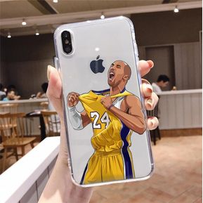Funda de silicona suave y transparente para iPhone 11 pro xs max 6s 7 8 Plus X XS Max XR, De La Legendary basketball superstar 24(#TMR-18)