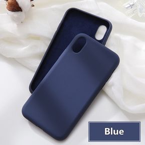 Color Simple Original iPhone 6 6 S 7 8 Plus funda Color iPhone XR XS Max-Azul