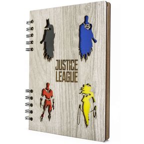 Libreta Liga de La Justicia en Madera Agenda Cuaderno de Notas Apunte