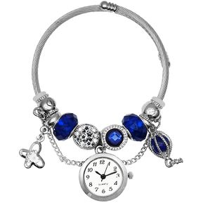 Reloj Mujer Dama Pulsera Acero Dije Estrella Azul + Estuche