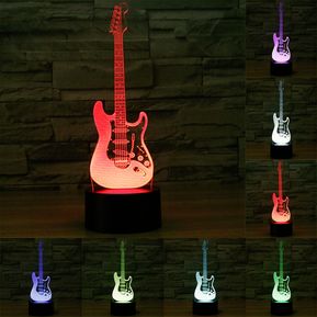 Guitarra Electrica Color 7 Decoloración Forma Creativa Visual 3D Estereo Touch Control De Interruptor De La Lampara De Luz LED Lampara De Escritorio LED Luz De La Noche
